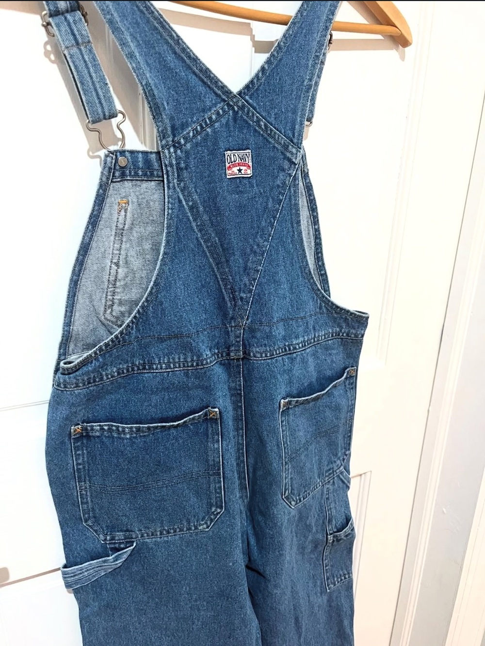 Old Navy Dark Blue Denim Relaxed Fit Straight Leg Overalls